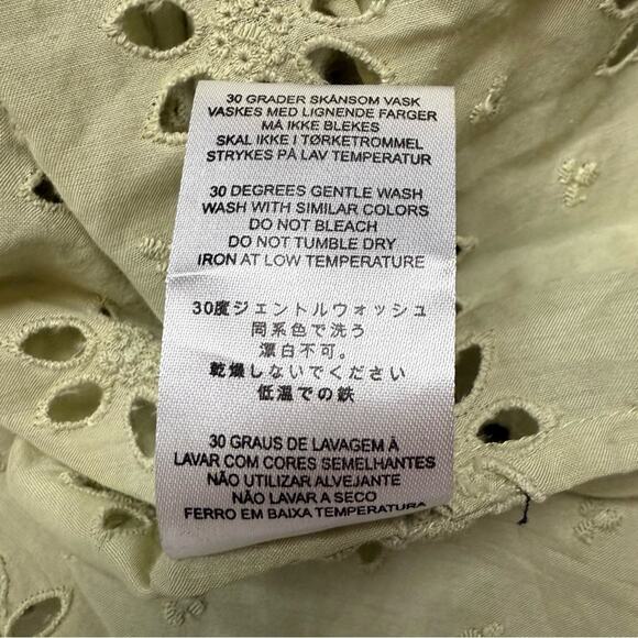 BY TIMO NEW GREEN RUFFLED RUCHING BLOUSE BOHO EYELET EMBROIDERY LONG SLEEVE XL - Picture 7 of 9